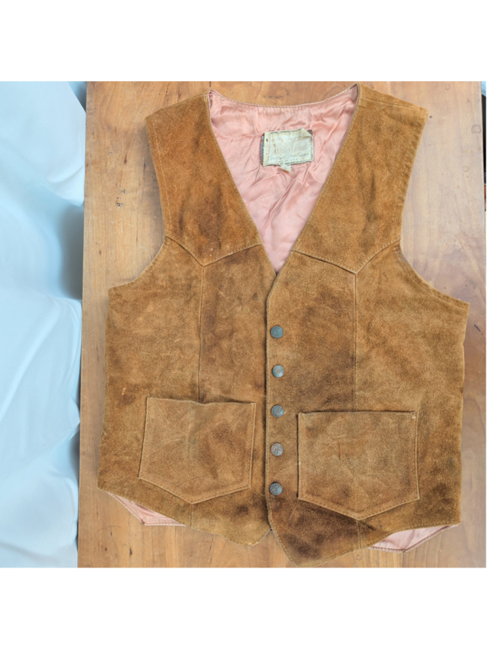 Men's Vintage Distressed Suede Snap Button Vest